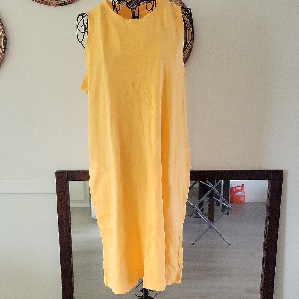 Old Navy Yellow Sleeveless Sheath Midi Dress